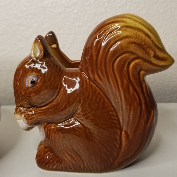 Squirrel Napkin Holder Chestnut Treat Dish Ceramic 3pc Set - Picture 3 of 16
